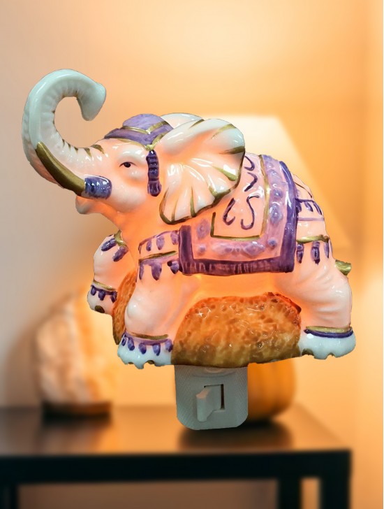 Porcelain Elephant Night Light with Gift Box